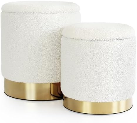 Set of 2 Storage Ottoman, Round Ottoman …