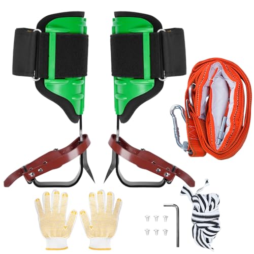 bimiti Upgraded Tree Climbing Spikes Set, 1 Pair Adjustable Non-Slip Climbing Gear with Straps, 350lbs Load Capacity Climbing Spurs for Tree Trimming, Tree Cutting, Tree Work, Picking Fruit