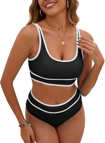 CheChury Bikini Set Mujer Traje de Baño de Dos Piezas Fitness Deportivo Traje de Baño para Mujeres Natación Bikini Deporte Bustier Piscina Piscina Push Up Adelgazar de Cintura Alta Mujer Bikini Sets