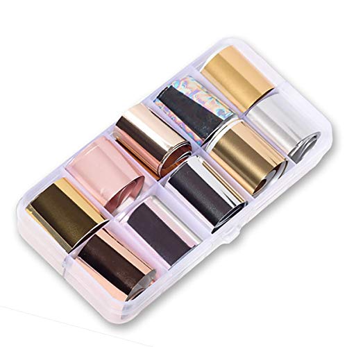 Transferfolien Set Rosegold Gold Silber 10x Nailartfolie Rose Gold Rosa 10er Pack