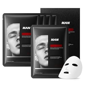 5PCS Face Sheet Mask Skin Care Set for Men,Moisturizing Sheet Facial Masks,Long-lasting Oil Controlling Facemask Skincare,Non-greasy and Hydrating Face Masks Skincare Set for All Skin Types