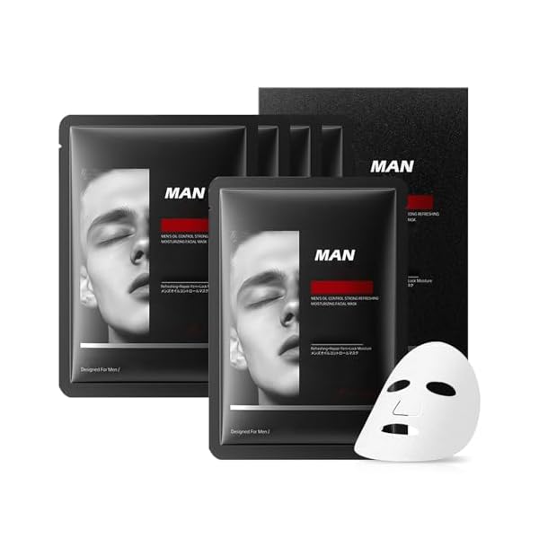 5PCS Face Sheet Mask Skin Care Set for Men,Moisturizing Sheet Facial Masks,Long-lasting Oil Controlling Facemask Skincare,Non-greasy and Hydrating Face Masks Skincare Set for All Skin Types