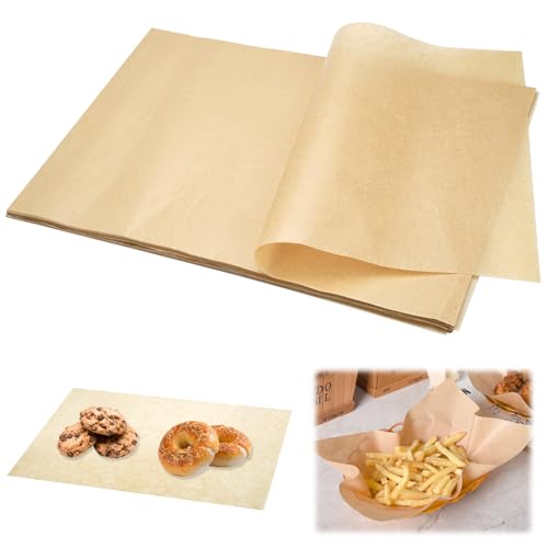 200 Papel de Horno, Papel Pergamino Sin Blanquear de 20 x 30 cm, Precortadas Papel de Hornear, Papel Antigrasa, Hojas Papel Antiadherente Horno, para Hornear, Cocinar, Asar, Freidora de Aire
