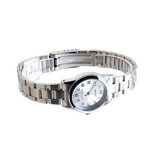 Casio Relógio feminino LTPV001D-7B prata de quartzo metálico, Relógio de quartzo