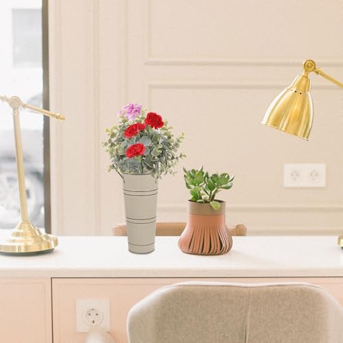 Arreglos de hogar elegantes con maceta de hierro retro beige asas 8