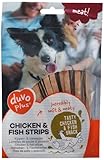 Stips de Pollo y Pescado Meat! para Perros - Snack Tierno a Base de Carne - Sabor a Pollo y Pescado - Aperitivo o Premio para Perros a Partir de 6 Meses - Envase con Autocierre - 80g - Duvo+