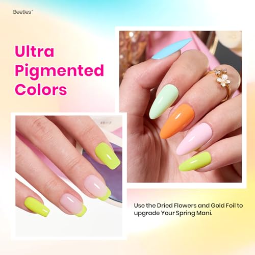 Image of Beetles Gel Nail Polish Set, 20 Colors Glitter Jelly Solid Gel | Bright Yellow Orange Blue Pink Gel Colors Pair with Glossy And Matte Top Coat for Rainbow Nail Gifts