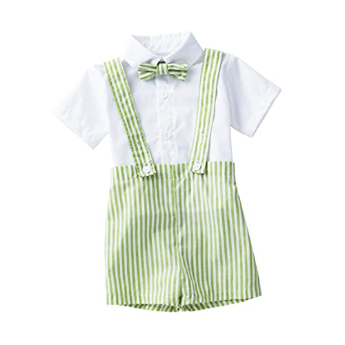 Didiseaon Baby Boy's Gentleman's Outfit 3pc Set: Short Sleeve Shirt 7/8 Pants Toddler Suit for Boys Neutral Design