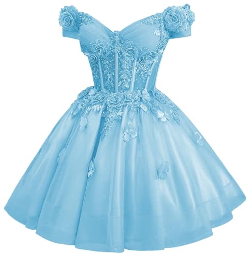 Image of Zhangyo Sparkly Tulle Homecoming Dresses for Teens Off Shoulder DAMA Dress