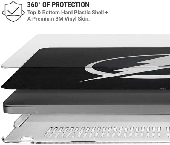 Skinit Case + Skin Compatible with MacBook Pro 14in (2021) - Officially Licensed NHL Tampa Bay Lightning Black Background Design
