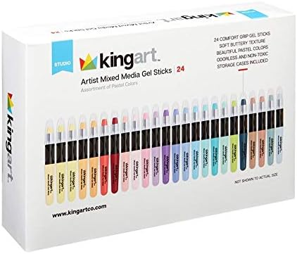 Miniatura 2 de KINGART Juego de barras de gel pastel, pigmentos de artista, 24 colores únicos, solubles en agua, cremosos e inodoros, uso en papel, madera, lienzo