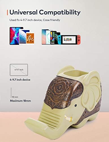 AhfuLife Pen Phone Stand Resin Elephant Phone Holder, Multifunctional Office Pencil Holder Desk Decoration, Gift for Valentine's Day, Birthday, Xmas Gifts, Mothering Sunday