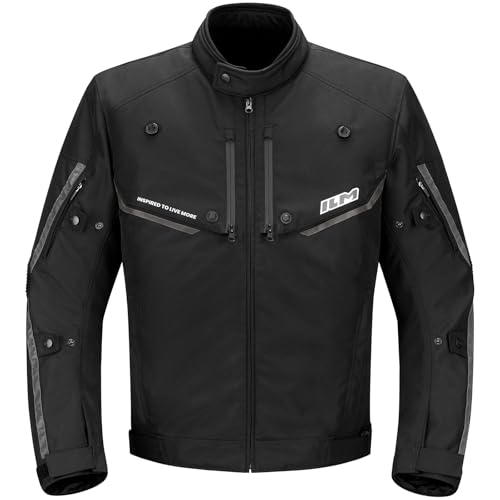 ILM Motorcycle Riding Jacket with CE Armor and Detachable Waterproof Thermal Liner Dual Sport All Season for Men Model JF2