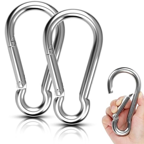 jwtyu 12x140mm Groß Karabinerhaken Edelstahl 2 Stück Edelstahl Karabiner karabinerhaken groß für Swing Lanyard DIY Zubehör Pulley Boot Camping Reisen Angeln