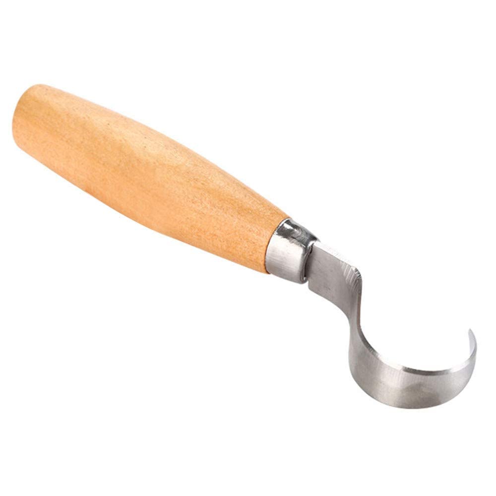 Cuchillo de Gancho para Tallar Madera, Cuchara de Madera Tallada para adultos, Silencioso Hueco con Mango Ergonómico y Diseño Curvado para cucharas, cuencos, manualidades