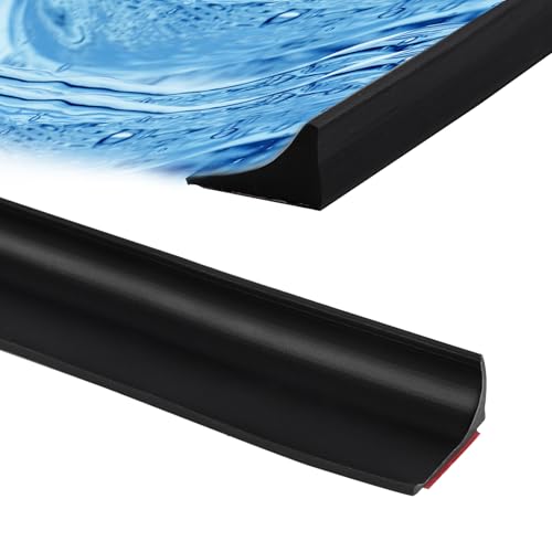 Barriera Doccia Ferma Acqua, 300cm Nastro Sigillante Impermeabile Bordo per Piatto Doccia in Silicone Autoadesiva per Porta Della Doccia Separazione Bagnata e Asciutta, per Bagno e Cucina (Nero)