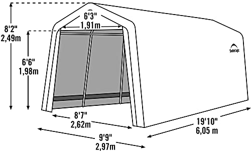 image for ShelterLogic 10' x 20' x 8' Peak Style Roof Instant Garage Carport Car