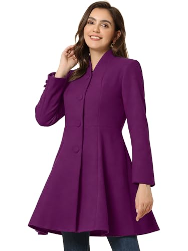 Manteau d'hiver trapèze mi-long Allegra K vêtement chaud chaud boutonnage