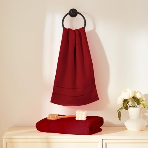 COZYART Rotes Badetuch-Set, 6-teilig, luxuriös, 100% türkische Baumwolle, 650 g/m², Hotelqualität, weich, saugfähig… – Ansicht 6