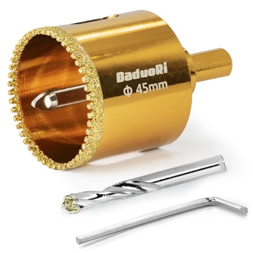 Image of 1-3 /4 inch Serrated Diamond Hole Saw with 2Pcs Removable Pilot Bits, Easy-Align for Precise Drilling in Porcelain, Ceramic Tile, Granite, and Marble (1.75 inch Tile Drill Bit)