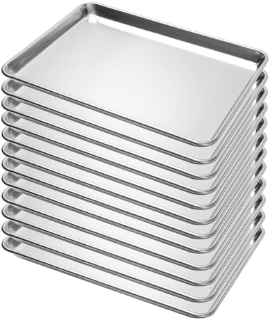 12 Pack Half Size Baking Sheet Pans, Aluminum Commercial Cookie S...