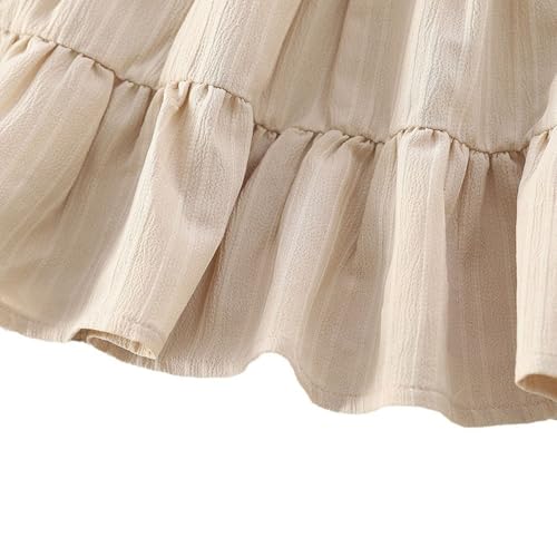 Girls Summer Dresses Solid Cap Sleeves Flowy Princess Dress with Ruffled Hem Casual Beach Outfit for Toddler Kids3