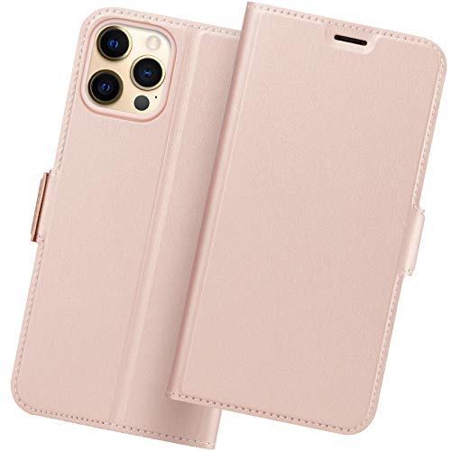 Holidi Coque iPhone 12 Pro, Housse iPhone 12 Pro,Coque 12 Pro Rabat,Coque 12 Pro Clapet,Protection 12 Pro Cuir,Etui 12 Pro,Flip/Folio Phone Cover Case,Pochette Telephone iPhone 12 Pro.Or Rose