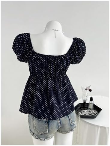 SOLY HUX Girl's Polka Dots Peplum Tops Puff Ruffle Cute Babydoll Blouse image 5