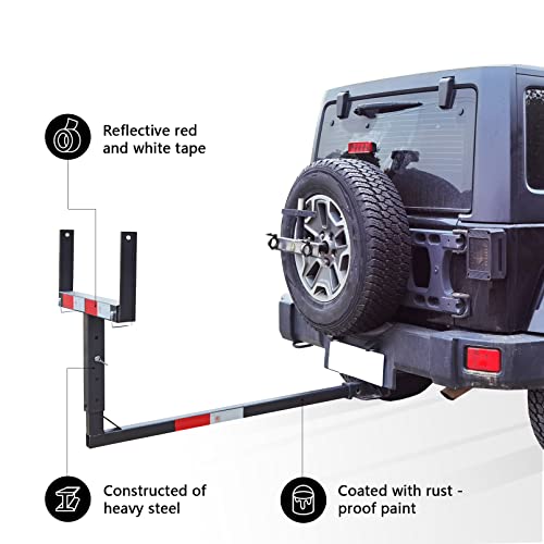 Grandroad Auto Truck Bed Extender, 2 in 1 Design Foldable Kayak Hitch Extender, 850lbs Load Capacity Pick Up Truck Bed Hitch Mount Extension Rack for Canoe Boat Kayak Lumber/Black