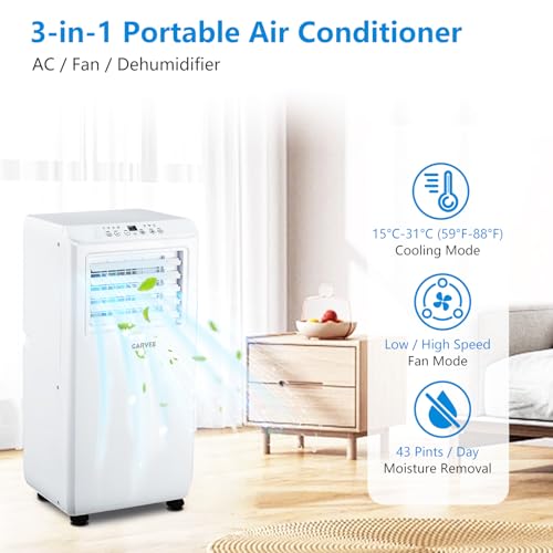 Image of Garvee 10000 BTU Portable Air Conditioner - 3-in-1 Cooling, Dehumidifying & Fan, Cools Rooms Up to 600 Sq.Ft, Quiet Operation with Sleep Mode, 24-Hour Timer, Energy Efficient
