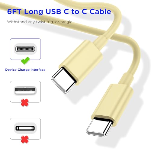 Image of iPhone 17 16 15 Charger Fast Charging,2Pack 20W Apple iPad USB C Wall Chrager Block with 6FT USB C to C Cable for iPhone 17 /Pro /Pro Max /17 Air / 16 /16 Pro /16 Pro Max /15 /Plus /Pro /Pro Max (Yellow)