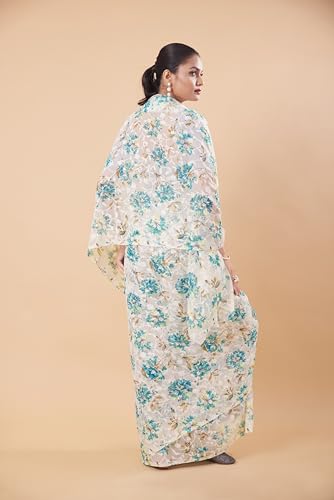 Image of Garden Vareli Summer Roganza Viscose Brasso Floral Print Christmas Special Saree