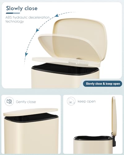 Caneca de basura rectangular 50 L acero inoxidable beige miniatura 6