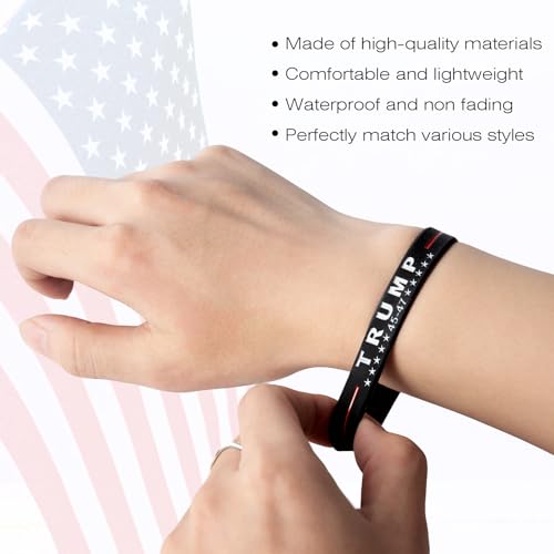 Donald Trump 45-47 Bracelet, Make America Great Again Trump Motivational Wristbands Inspirational Silicone Bracelets for Women Men3