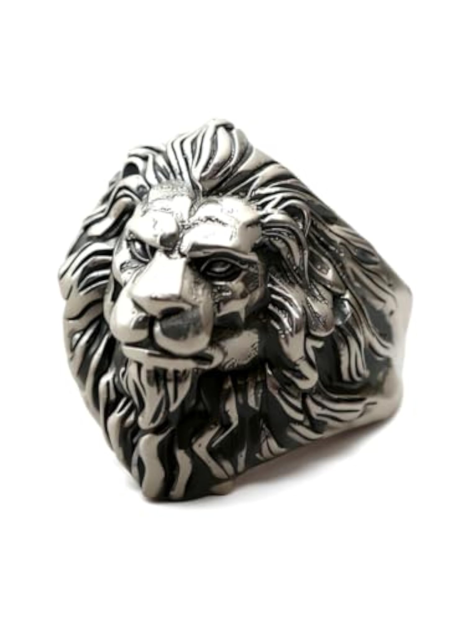 Men's Adjustable Silver Statement Ring, Gothic Style