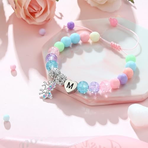 Hidepoo Unicorn Birthday Gifts - Unicorn Bracelet Gifts for Girls, Adjustable Beads and Rhinestone Balls Unicorn Bracelet Initial Unicorn Bracelets Jewelry Unicorn Bracelet Birthday Gifts for Girls4