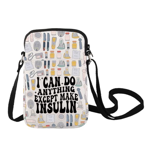 LEVLO Funny Diabetes Awareness Crossbody Bag Diabetic Gift I Can Do Anything Except Make Insulin Shoulder Bag, Insulin C Bag