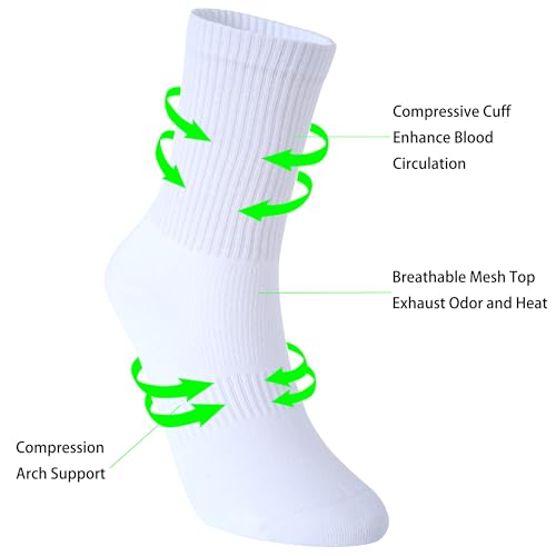 Image of Womens Anti Odor Blister Proof Seamless Cotton Moisture Wicking Sports Ankle /Crew Dress Socks,Size 6-10