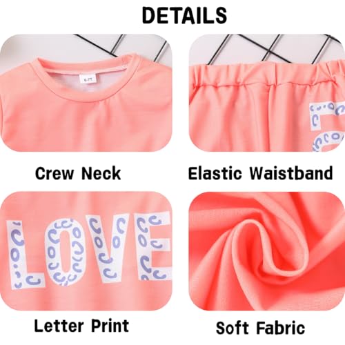 Image of Tween Girl's Letter Print Top + Jogger Pants 2 Piece Outfit Set Kids Clothing, Sizes 6-14 Years
