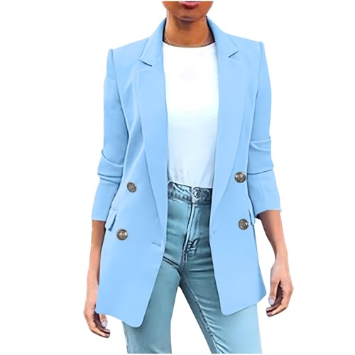 Blazers for Women Business Casual Plus Size Long Sleeve Double Breasted Suits Jackets Lightweight Office Work Blazer