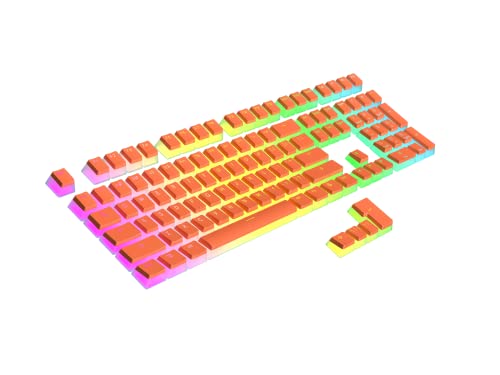 Image of Ranked Pudding PBT Keycaps | 112 Double Shot Translucent ANSI US & ISO Layout | OEM Profile for RGB Mechanical Gaming Keyboard (Coral)