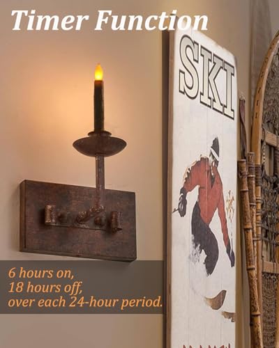 Taper-Primitive-Candles-with-Timer-6pcs-Real-Wax-Hand-Dipped-Battery-Operated-Flameless-Candles-for-Christmas-Halloween-Home-Decor-Church Taper Primitive Candles with Timer 6pcs Real Wax Hand Dipped Battery Operated Flameless Candles for Christmas Halloween Home Decor Church