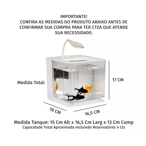 Aquário de Mesa com Luz LED, Bomba de Água, Decorações Coloridas com Filtro Traseiro (Preto)