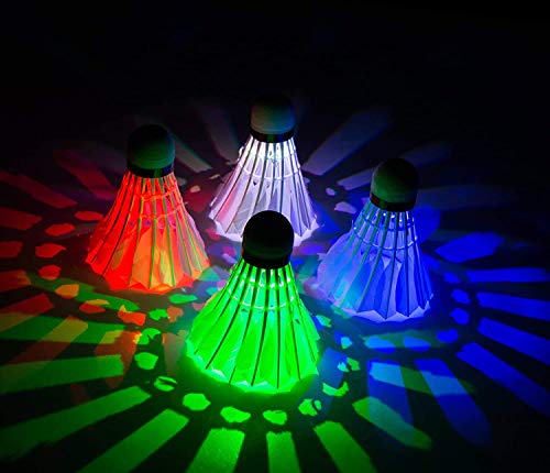 Arespark Led Badminton Shuttlecock, Dark Night Colorful Led Goose Feather Glow Birdies Lighting, Light Up Shuttle-Cocks Badminton Balls For Outdoor & Indoor Sports Activities #TOP3