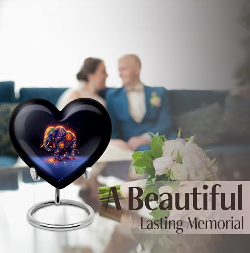 Image of Elephant Urn Mini Urn for Human Ashes Adult Female Mom 1 Large & 1 Small | Large Decorative Urns, Memorial Burial Urns for Men
