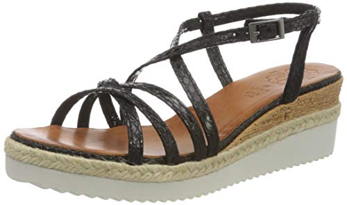 Porronet Amapola, Sandalias con cuña para Mujer, Negro, 41 EU