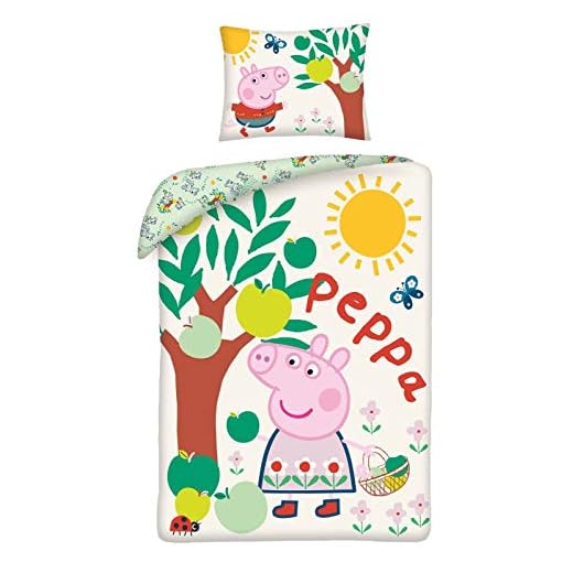 Halantex Peppa Pig Babybettwäsche Kinderbettwäsche 140x200 + 70x90 cm Peppa Wutz