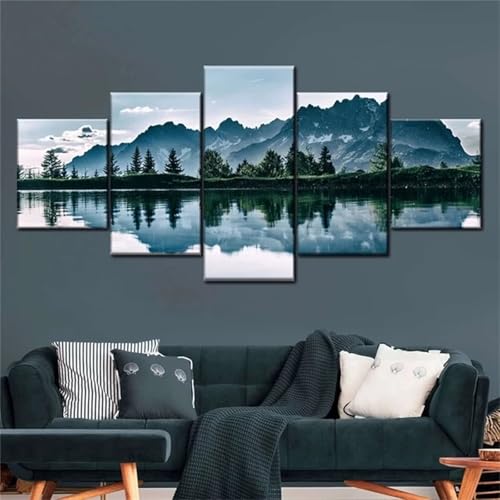 Peinture Diamant Adulte Lac de Montagne 250x125cm | Kit Complet Broderie Diamant Art 5 Pièces