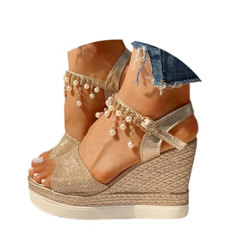 riou Sandalias Mujer Plataforma Esparto Verano Casual Alpargatas de Cuña Plateau Moda Punta Abierta Boca de pez Comercio Exterior Sandalias de Estilo Romano, Zapatos de Playa para Mujer 2022