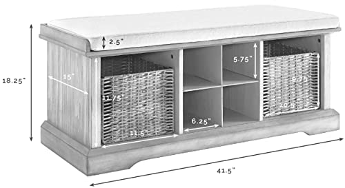 Crosley Furniture Brennan Entryway Storage Bench And Hanging Shelf Set, White #TOP4